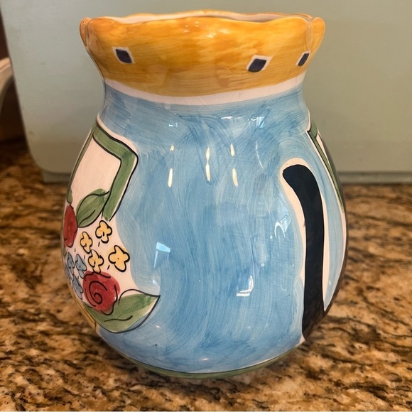 HAUSENWARE CERAMIC PITCHER ~ BLACK CAT AT WINDOW ~ 1999 ~MARY JANE MITCHELL - Picture 2 of 6